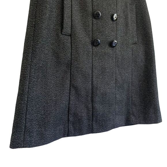 Zara Basic Herringbone Wool Blend Button Front Pocket Pencil Skirt Black Medium - Picture 4 of 15